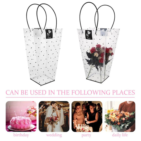 Clear Plastic Flower Packaging Bags With Handle For Bouquets, Easy To Carry Floral Wrapping For Weddings And Valentine Gifts, Durable Transparent Gift Bags For Arrangements, Gift Wrap On Point And Presentation Ready showcased with gift occasions.