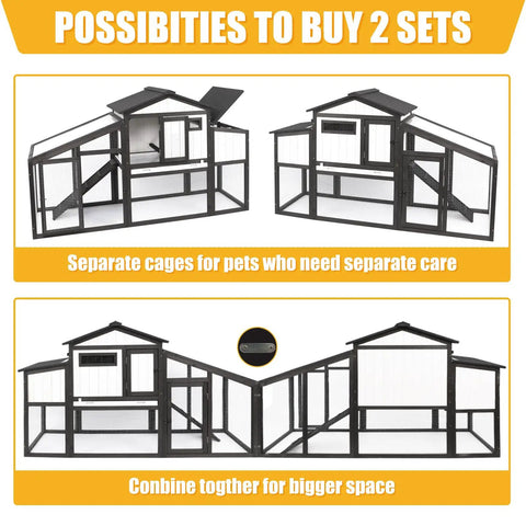 Durable Wooden Chicken Coop For Backyard 2 To 3 Hens Hen House showing separate and combined cage options