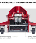 Bottom view of Beefy 3.5 Ton Safety Floor Jack With Auto Locking Stand In One 2 In 1 Hydraulic Jack for double safety.