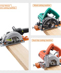 Pro Grade Circular Saw Guide Rail With Precision Aluminum Base For Woodworking shown with three saw variations