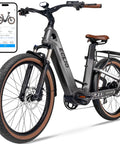 26 Inch Electric Bike For Adults Gray With Comfortable City Commuter Ride, Lightweight Aluminum Frame, Smooth Pedal Assist