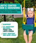 Toddler enjoying High Back Full Bucket Toddler Swing Seat With Finger Grip And No Pinch Plastic Coated Chains And Carabiners