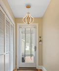 Sleek Gold LED Chandelier Pendant Lights With 4000K Brightness Dimmable And Adjustable Hanging Fixture in entryway