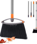 Heavy Duty Broom With Collapsible Handle For Indoor Outdoor Sweeping, Stiff Bristles Tackle Pet Hair Dust And Grime On Wood Or Tile Floors, Gray Real Workhorse Cleaner That Gets It Done, shown with detachable handle.