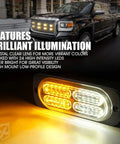 Beef Up Your Ride Ultra Thin Surface Mount Strobe Lights Kit with amber and white LEDs on truck grille.