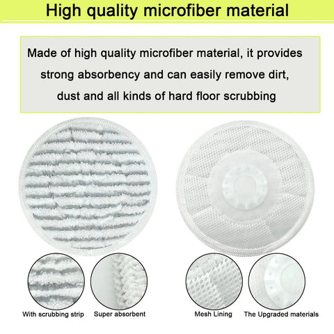 Two types of pads from the 10 Pack Replacement Steam Mop Pads For S7000 Series showing microfiber material and absorbency.
