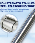 Close-up of Telescopic Golf Ball Retriever with stainless steel shaft showcasing high-strength telescoping tube design.