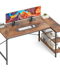 L Shaped Desk 47 Inch Computer Desk for Home Office and Gaming, Corner Desk With Reversible Storage Shelves, Rustic Brown