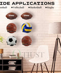Heavy Duty 4 Pack Wall Mount Ball Rack Set Universal Metal Storage Holder For Basketball Football Volleyball Soccer