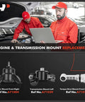 Technicians reviewing 3 Piece Engine Mount And Transmission Mount Set For Hyundai Accent 2012 2017 Elantra 2011 2016 Elantra Coupe 2014 Veloster 2012 2014 Kia Forte 2014 2018 Forte Koup 2014 2016 Rio Automatic Transmission Direct Fit Heavy Duty Vibration Damping in workshop