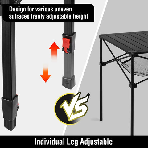 Portable Folding Camping Square Table With Carry Bag Ultralight Aluminum Construction Adjustable Height Ideal For Outdoor Adventures