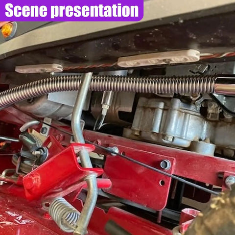 Stainless Steel Exhaust Hose 23.6 Inches Flexible Diesel Heater Exhaust Pipe With 1 Inch ID And Hose Clamp installed in vehicle.