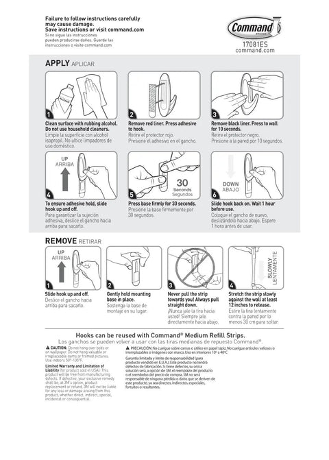 Damage Free Wall Hooks Set With Strips, Includes 6 Hooks And 12 Medium Adhesive Strips, No Tools Needed, Easy Peel And Stick, Holds Up To 3 Lb, Perfect For Organizing Closets, Doors, Cabinets, And Entryway Storage