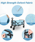 Beefed Up Heavy Duty Foldable Wagon Cart With All Terrain Wheels displaying high strength Oxford fabric properties
