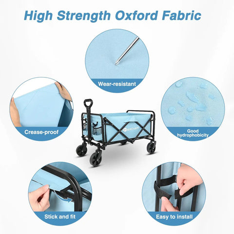 Beefed Up Heavy Duty Foldable Wagon Cart With All Terrain Wheels displaying high strength Oxford fabric properties
