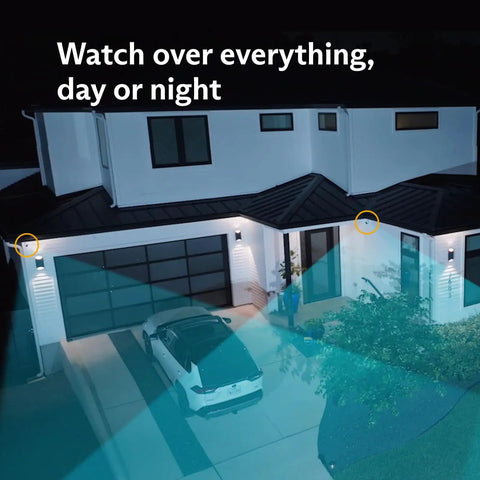 9 Piece Wireless Home Security System Gen 3 With Outdoor Camera And Video Doorbell in action monitoring a home driveway and entry