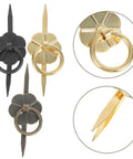Vintage Round Metal Drawer Pulls Set Of 15 For Cabinets displayed in black and gold finishes, side and close-up views.