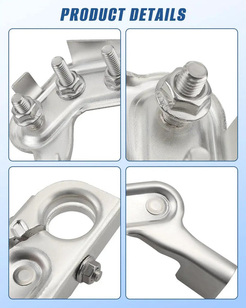 Heavy Duty Battery Terminal Set Positive 926603 Compatible With Ford Super Duty F250 F350 F450 And Silverado 1500 2500 3500 Pickup Trucks Plus Negative Terminal BT4A14450BA Replacement showing close-up details of terminal bolts and connections