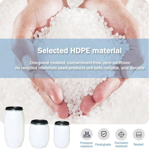 White HDPE Water Storage Barrel With Latch Ring Lid, Food Grade Plastic Bulk Storage Drum For Ready Home Or Emergency Prep