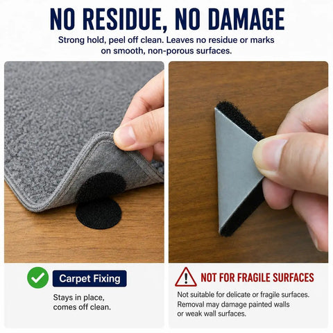 Heavy Duty Hook And Loop Fasteners With 3M Adhesive Backing For Strong Stick Grip, ideal for secure carpet fixing on smooth surfaces.