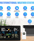 All In One Weather Station With Rain Gauge And Wireless Indoor Outdoor Sensors, Digital Thermometer Barometer Hygrometer, Atomic Clock, Real Time Forecasts And Alerts For Home Garden displayed with icons and features listed
