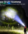 Person using Rechargeable Headlamp For Adults With Beast Bright Beam, Seven Modes, Zoomable Spotlight, IP68 Waterproof Head Flashlight For Camping