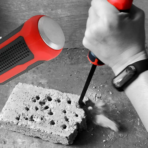 Heavy Duty 8 Inch Pry Bar Set Featuring Curved Hook Head And Integrated Strike Hammer End With Chunky Plastic Grip For Demanding Auto Repair And Knuckle Busting Mechanical Tasks That Get Leverage Worked Easy
