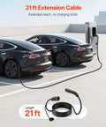 No Sweat Tesla Nacs Extension Cord 48 Amp 21 Foot Heavy Duty Ev Charger Cable for Level 1 2 Charging fitted to Tesla Model.
