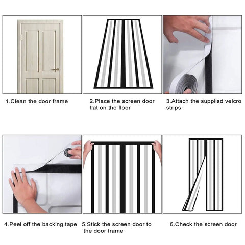 Installation steps for Magnetic Insulated Door Curtain With Hands Free Self Closing Privacy Screen For Year Round Comfort.