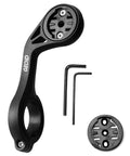 Out Front Bike Computer Mount For Roadies Universal Front Mount Fits Garmin Wahoo Bryton Magene Cycplus CooSpo XOSS And More Built In GoPro Camera Mount And Front Light Ready For Any Ride, shown with installation tools and adapters