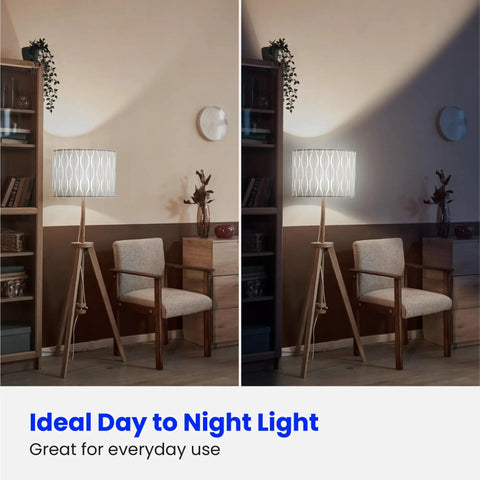 Living room scene with lamp illuminating room with A19 LED Light Bulbs 60W Equivalent Non Dimmable 800 Lumens E26 Standard Base 2700K Soft White