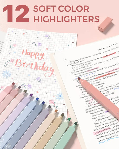 56 Piece Cute Pink Pencil Case Back To School Preppy Style Stationery Kit With Multicolor Pens Gel Pens Pastel Highlighters