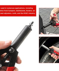 Beefy Heavy Duty Rivet Gun Set With 31 Piece Blind Rivet Kit for fastening door panels and car parts, shown in use.