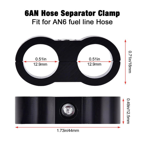 6AN Hose End Fitting Kit For CPE Braided Hose Aluminum 6061-T6 With Black Anodized Finish 9/16-18 UNF Thread Separator Clamp