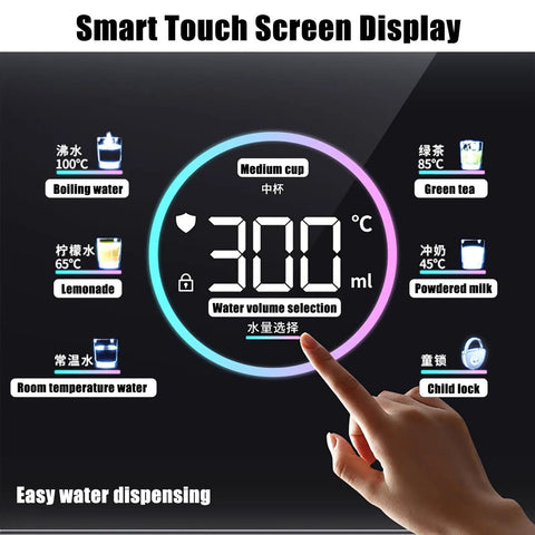 Wall Mounted Water Dispenser With Child Lock Five Temperature Settings Three Volume Levels 2200W Hot Water On Tap panel display