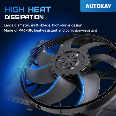 Top Tier Radiator Cooling Fan With Integrated Control Module For Mercedes Benz C300 C350 C63 Amg Cls400 B250e Engines 2008 To 2017, large multi-blade design.