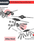 51-Piece Jumbo Metric Tap And Die Set M6 To M24 With T Handle Tap Wrench And Die Wrench Kit For Internal And External Threading