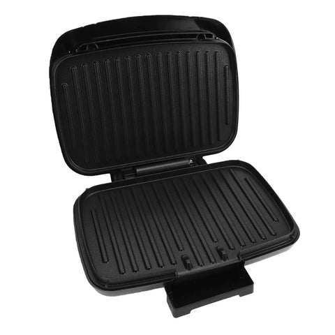 Haofy 1000W Electric Indoor Grill Panini Press With Removable Plates Compact Design, open view showing non-stick grill surface.