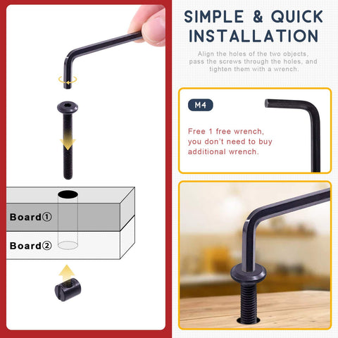 M6 Hex Socket Head Screws Bolts Barrel Nuts Hardware Kit Black Zinc Coated 140 Piece Assortment For Cribs Baby Beds Cots And Chairs 20-80mm Range Rust Resistant And Durable Easy Fit For Furniture Projects assembly guide with wrench and nut.