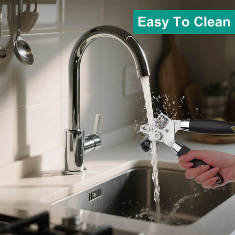 Hand washing Multifunctional Stainless Steel Can Opener And Bottle Opener With Easy Turn Knob Heavy Duty Handheld Kitchen Tool Black