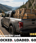 Heavy Duty Retractable Ratchet Straps 1 Inch By 10 Foot 4 Pack 1650 Lb Breaking Strength Rust Resistant Cargo Tie Downs securing wooden crates in truck bed on highway.