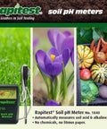No Fuss Soil pH Meter For Home Gardens With 400 Plant Picks, Logarithmic Scale Readout next to flowers and vegetables images