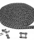 41 Gauge Roller Chain For Electric Gate Openers 20 Ft Gate Chain With Two Connecting Links Replacement Extension For Automatic Sliding Gate Opener And More image showing rolled chain and links on white background