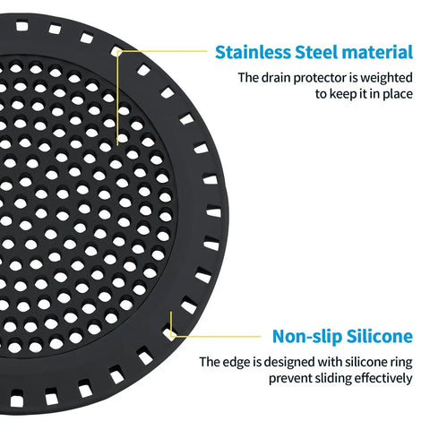 Top Tier Weighted Metal Shower Drain Hair Catcher And Bathtub Strainer Covers, stainless steel and silicone design for effective clog prevention.