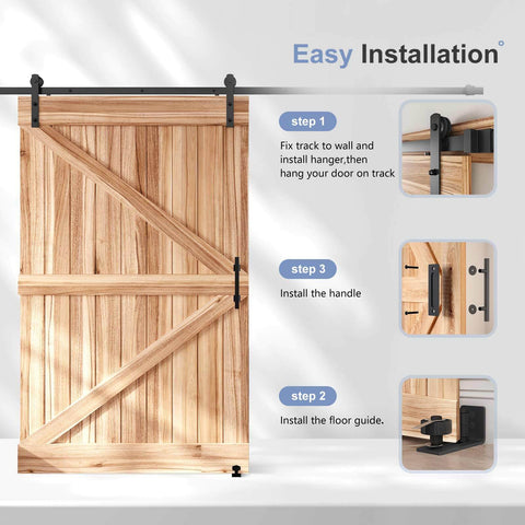 Sliding Barn Door Track And Hardware Kit With 12 Ft Straight Pulley System No Fuss Install Smooth Quiet Rollers Anti Corrosion Aluminum With Black Powder Coat For 66 To 72 Inch Wide Single Doors installation guide.