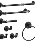 Industrial Pipe Bathroom Hardware Set Seven Piece Wall Mount Kit with towel bars, racks, and holders for vintage decor.