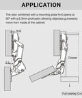 Diagram showing application of Two Pack Wide Angle Corner Lazy Susan Pantry Self Closing 155 Degree Kitchen Cabinet Door Hinges