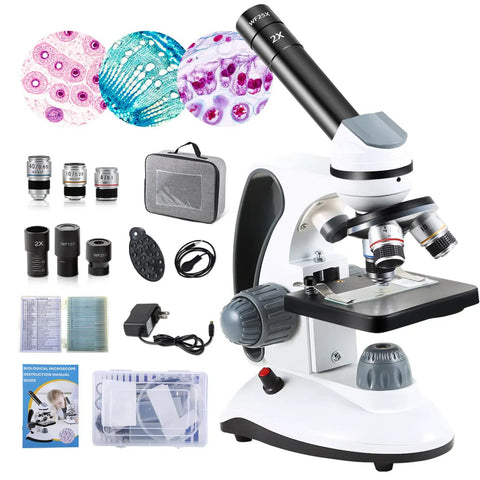 40X To 2000X Microscope For Kids And Adults, Kid Friendly Setup With 30 Prepared Slides, Phone Adapter, Accessories, Home School Lab