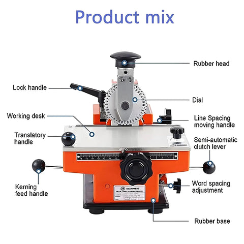 Heavy Duty Semi-Automatic Industrial Stamping Printer Machine with dial, lock handle, and adjustable features for precision labeling.