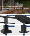 Flat Out Durable Aluminum Railing Post 35 X 2 X 2 Inch Middle Brace For Horizontal Deck Guard Rails features premium weather-resistant coating.